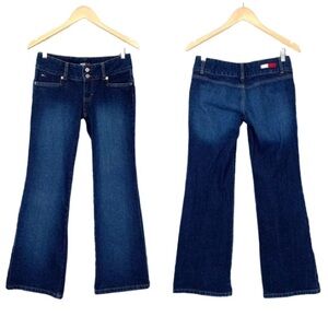 Vintage Tommy Jeans T. Hilfiger Dark Wash Denim Flare Boot Low Rise Jeans Size 5